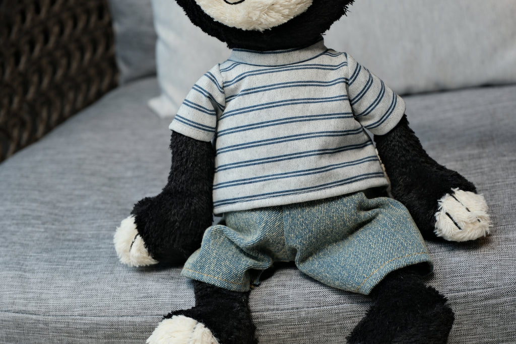 Jellycat Jack Clothes – Striped T-Shirt & Denim Trousers Set