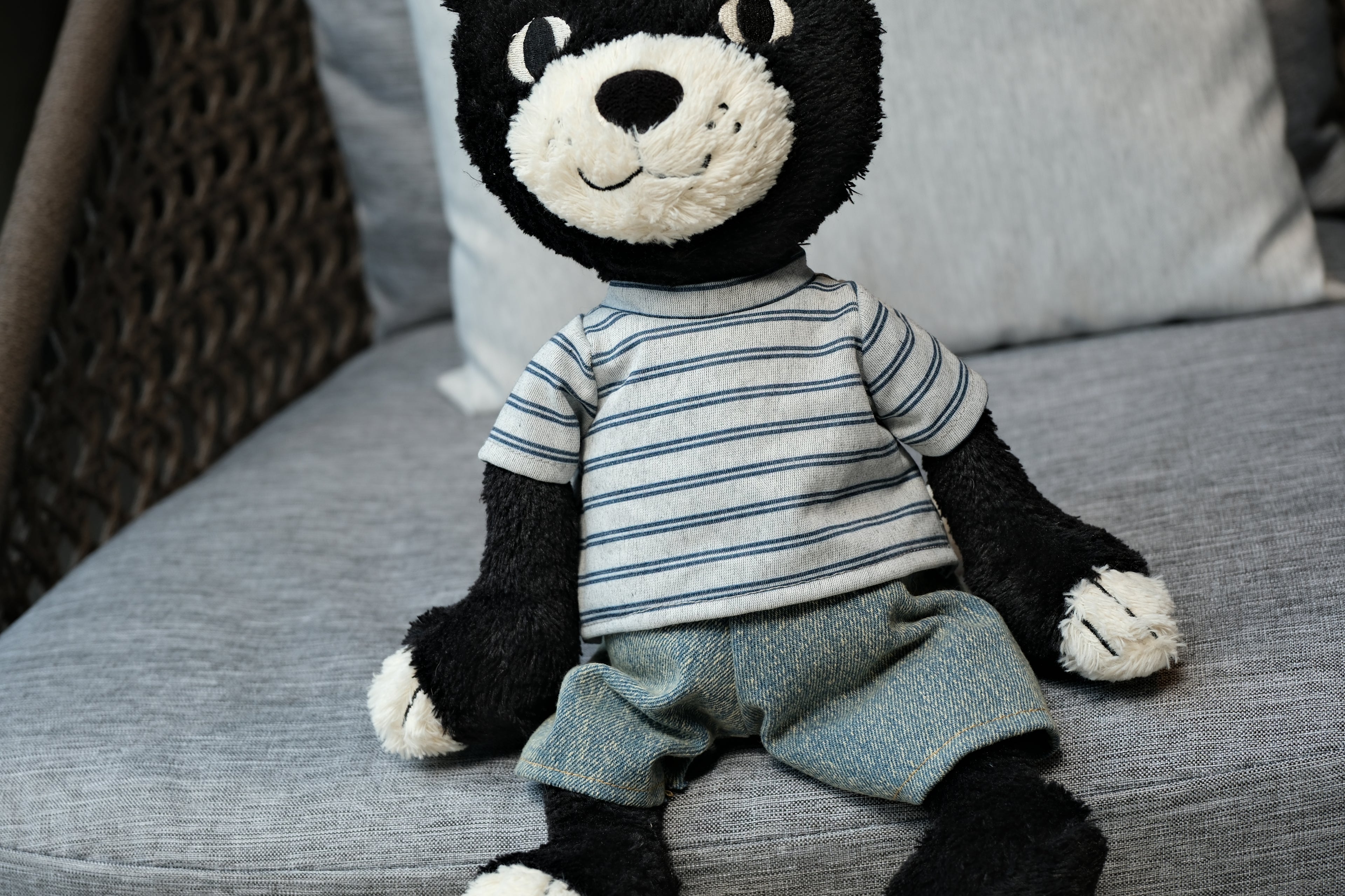 Jellycat Jack Clothes – Striped T-Shirt & Denim Trousers Set