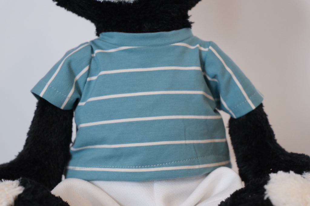 Jellycat Jack Clothes –  Mint Green Striped T-shirt & White Trousers Set