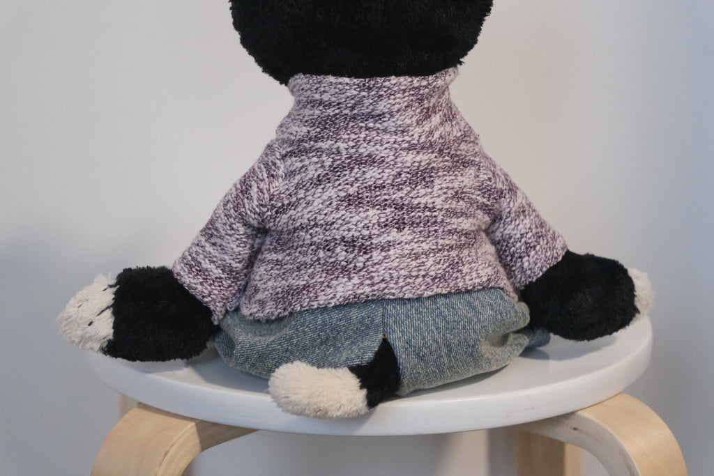 Jellycat Jack Clothes – Purple Sweater & Denim Trousers Set