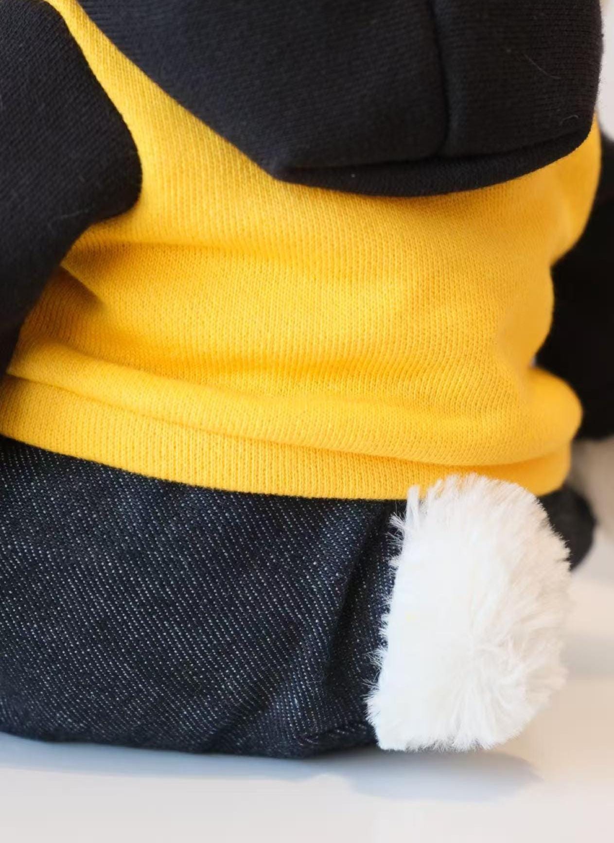Jellycat Bunny Hoodie Outfit,Custom Plush Clothes,Yellow Sweatshirt and Dark Jeans ,Stuffed Animal Street Fashion,Easter Bunny (No dolls )