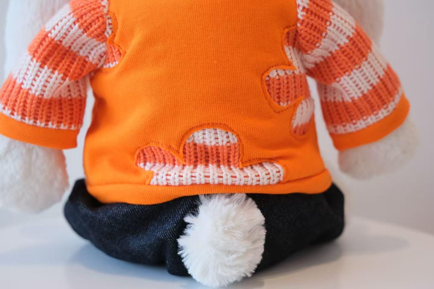 Jellycat Bunny Sweater and Jeans, Two-Piece Orange Sweater Set & Dark Denim, Stuffed Animal Winter Clothes,Easter Gifts (No Dolls))