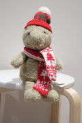 Jellycat Christmas Hat and Scarf Set, Knitted Plush Toy Accessories, Winter Beanie & Festive Scarf for Small Toys, Easter GIfts (No Dolls))