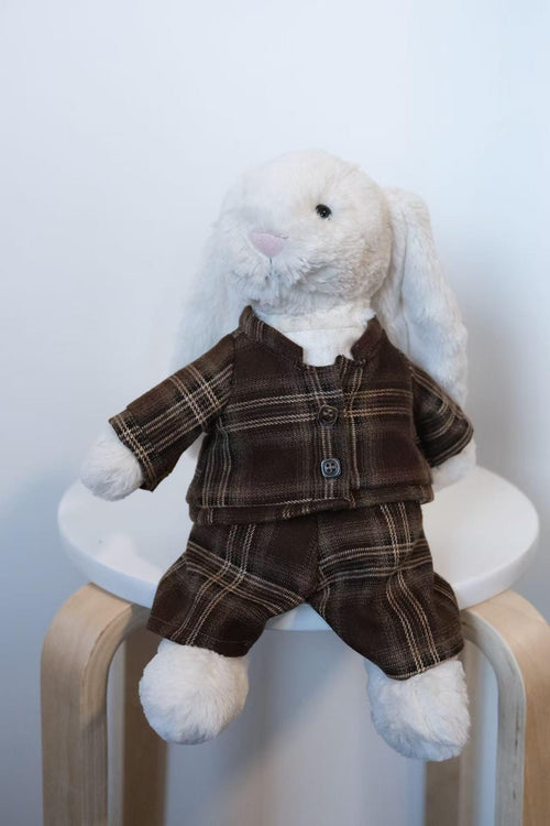 Handmade Brown Plaid Outfit for Jelly cat Bunny, Easter Gifts, Easter Bunny,Monthers day (No Dolls)