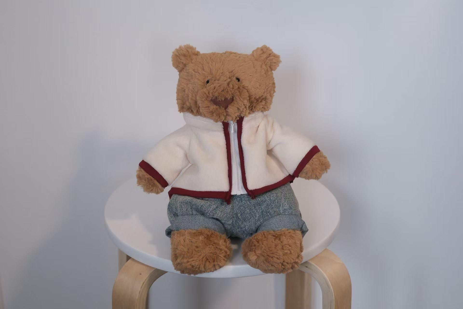 Jellycat Bartholomew Bear Clothes , White Fleece Jacket and Jeans Set , Handmade Plush Bear Outfit, Easter gifts (No Dolls))