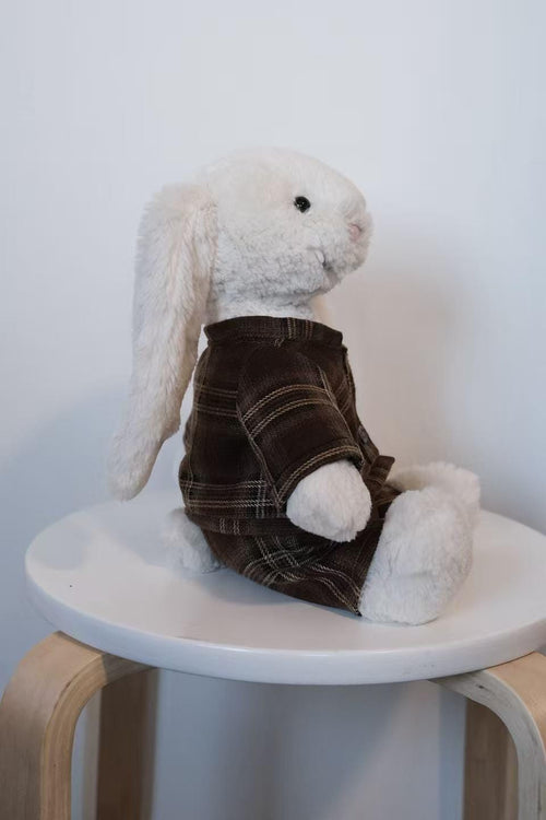 Handmade Brown Plaid Outfit for Jelly cat Bunny, Easter Gifts, Easter Bunny,Monthers day (No Dolls)