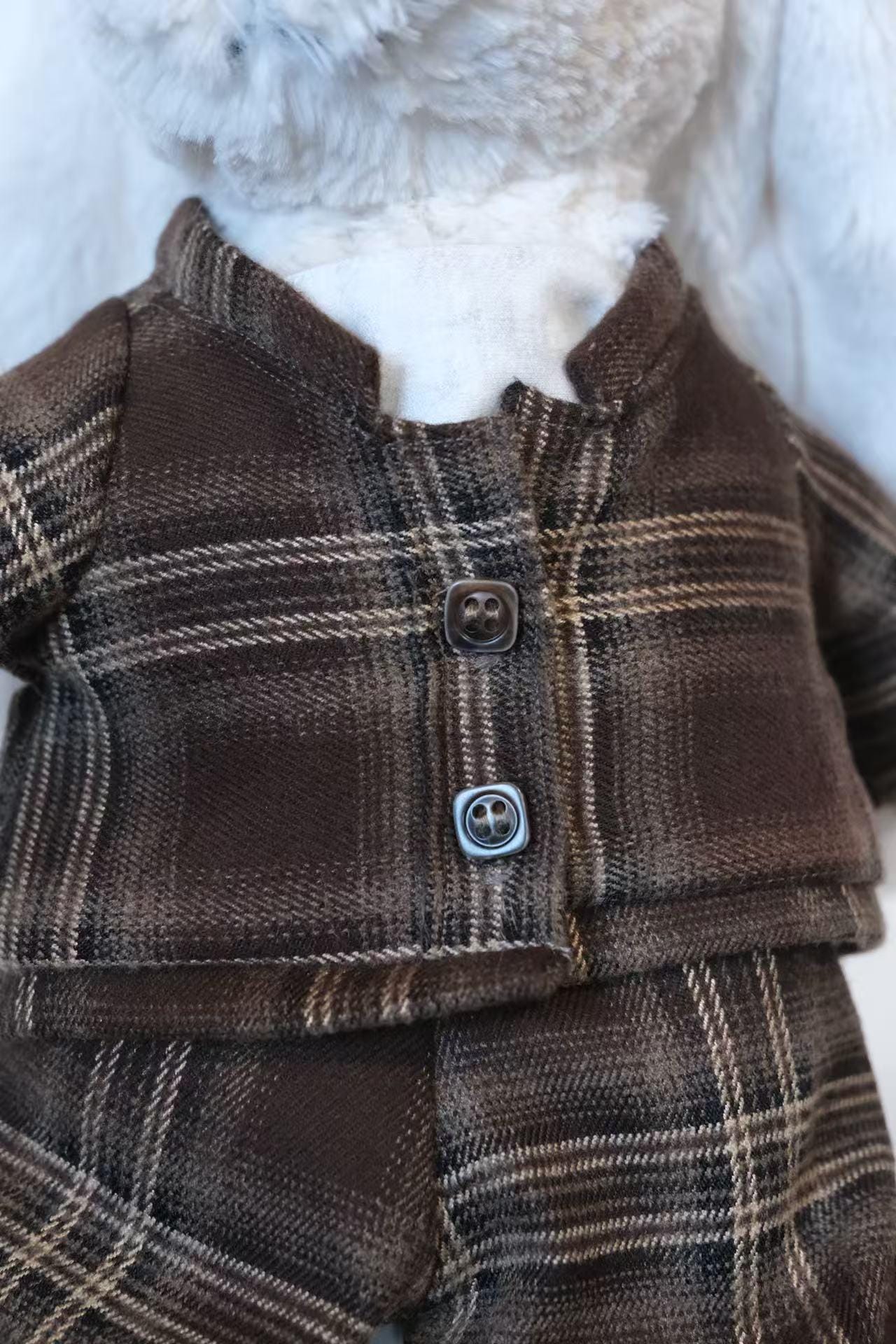 Handmade Brown Plaid Outfit for Jelly cat Bunny, Easter Gifts, Easter Bunny,Monthers day (No Dolls)