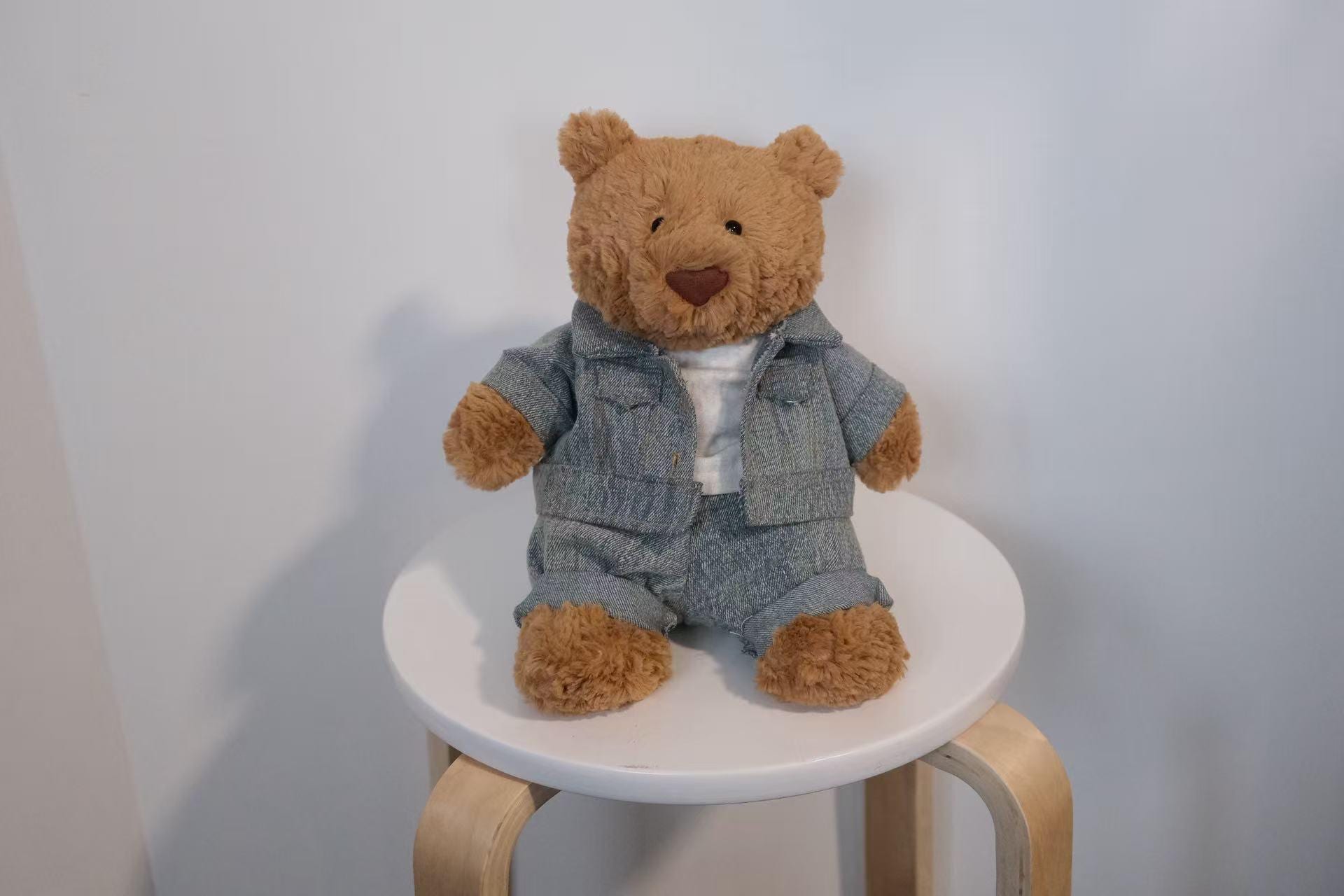 Handmade Plush Bear Outfit, Denim Jacket and Jeans 3-Piece Set with T-Shirt, Outfit Only