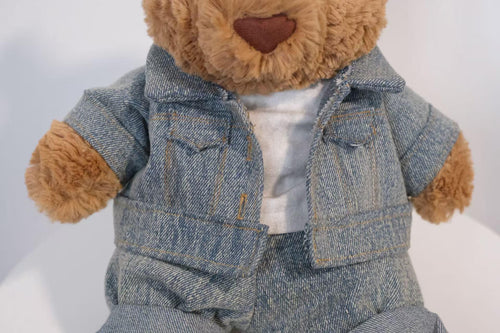 Handmade Plush Bear Outfit, Denim Jacket and Jeans 3-Piece Set with T-Shirt, Outfit Only
