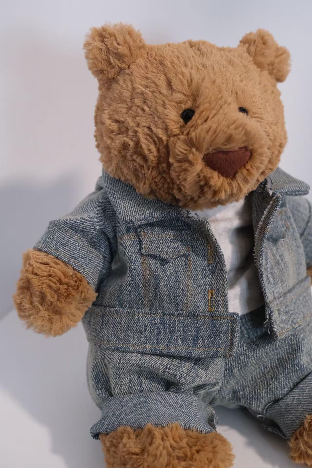 Handmade Plush Bear Outfit, Denim Jacket and Jeans 3-Piece Set with T-Shirt, Outfit Only