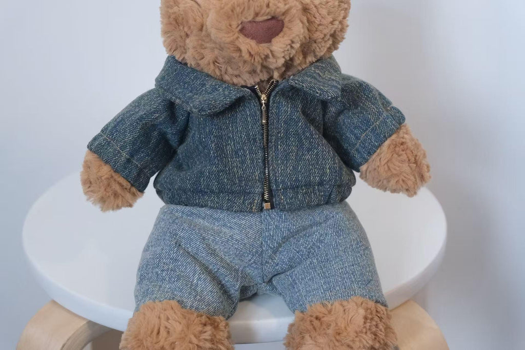 Jellycat Bartholomew Bear Clothes,Denim Jacket and Jeans Set,Handmade Stuffed Animal Outfit,Custom Bear Streetwear,Easter Gifts(No Dolls)