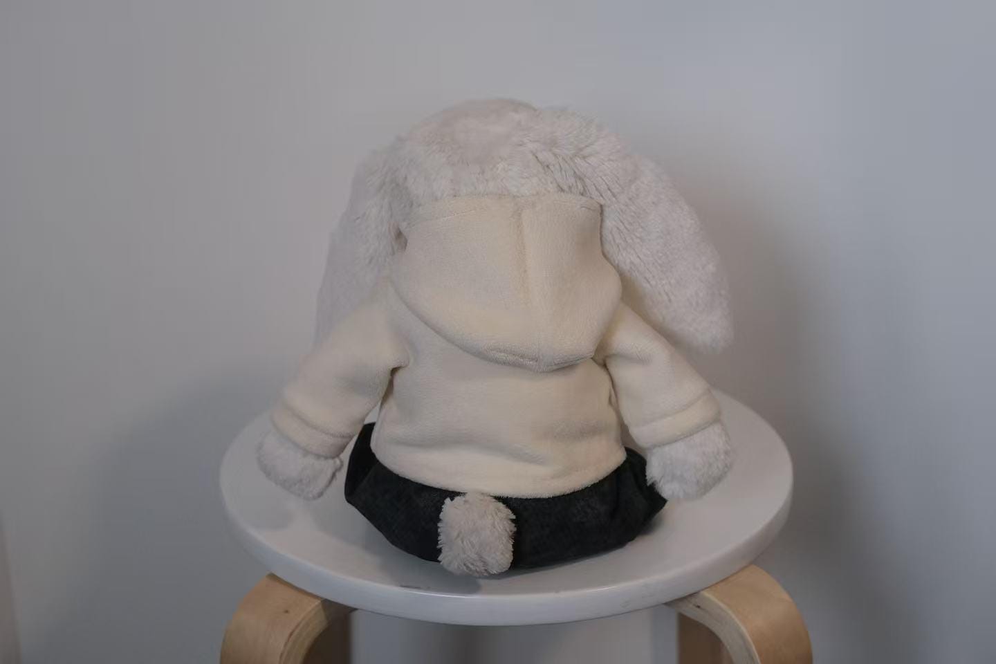Jellycat Bunny Clothes,White Hoodie and Black Pants Set,Handmade Stuffed Animal Clothing,Custom Bashful Bunny Outfit,Easter Bunny（No Dolls ）