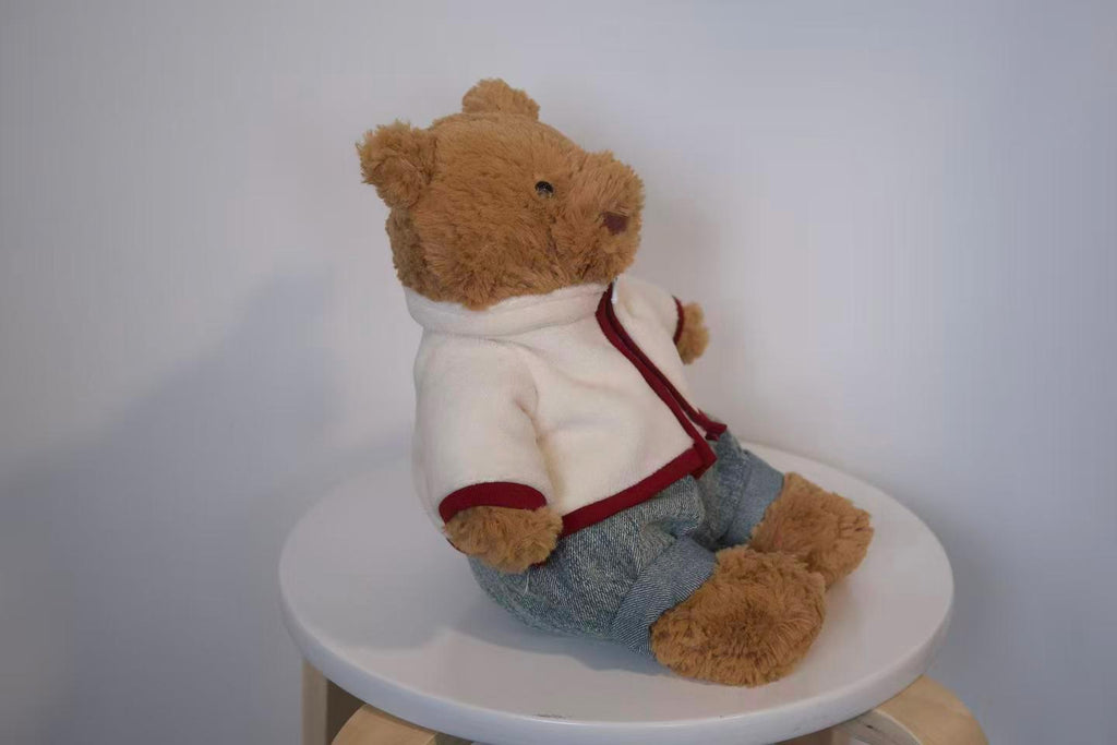 Jellycat Bartholomew Bear Clothes , White Fleece Jacket and Jeans Set , Handmade Plush Bear Outfit, Easter gifts (No Dolls))