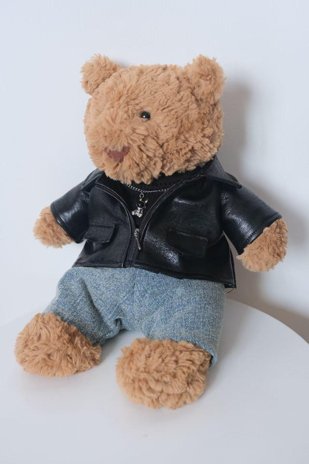 Jellycat Bartholomew Bear Clothes|4-Piece Leather Jacket Set|Handmade Faux Leather Rockstar Outfit|Punk Style|Easter Gifts (No Dolls)
