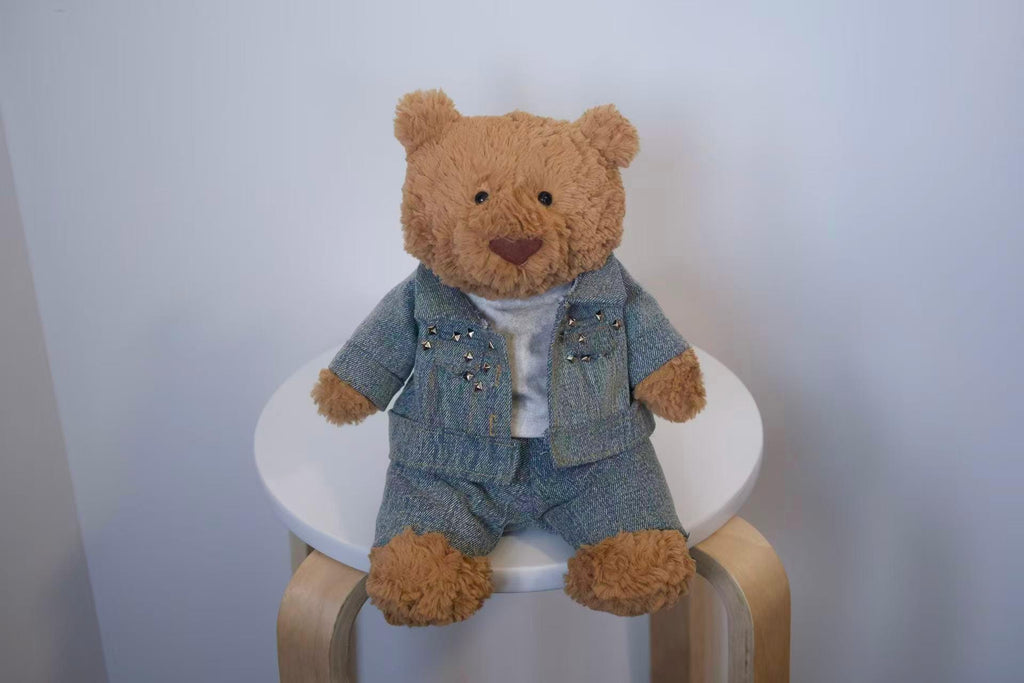 Jellycat Bartholomew Bear Clothes | 3-Piece Denim Jacket, Jeans & T-shirt Set | Handmade Plush Bear Outfit| Easter Gifts (No Dolls)