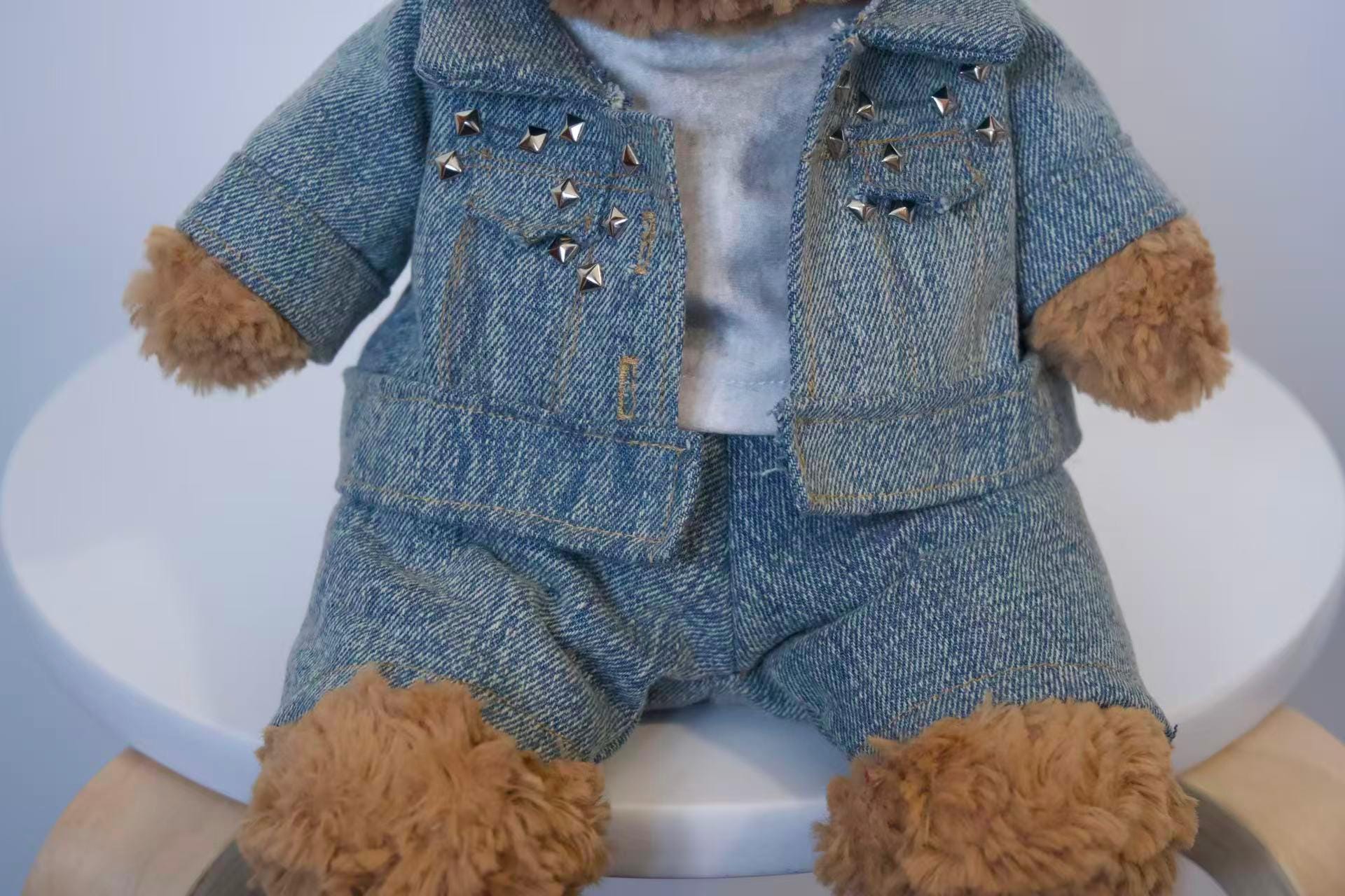 Jellycat Bartholomew Bear Clothes , 3-Piece Denim Jacket, Jeans & T-shirt Set , Handmade Plush Bear Outfit, Easter Gifts (No Dolls)