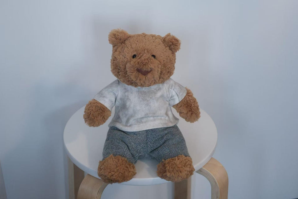 Jellycat Bartholomew Bear Clothes , 3-Piece Denim Jacket, Jeans & T-shirt Set , Handmade Plush Bear Outfit, Easter Gifts (No Dolls)