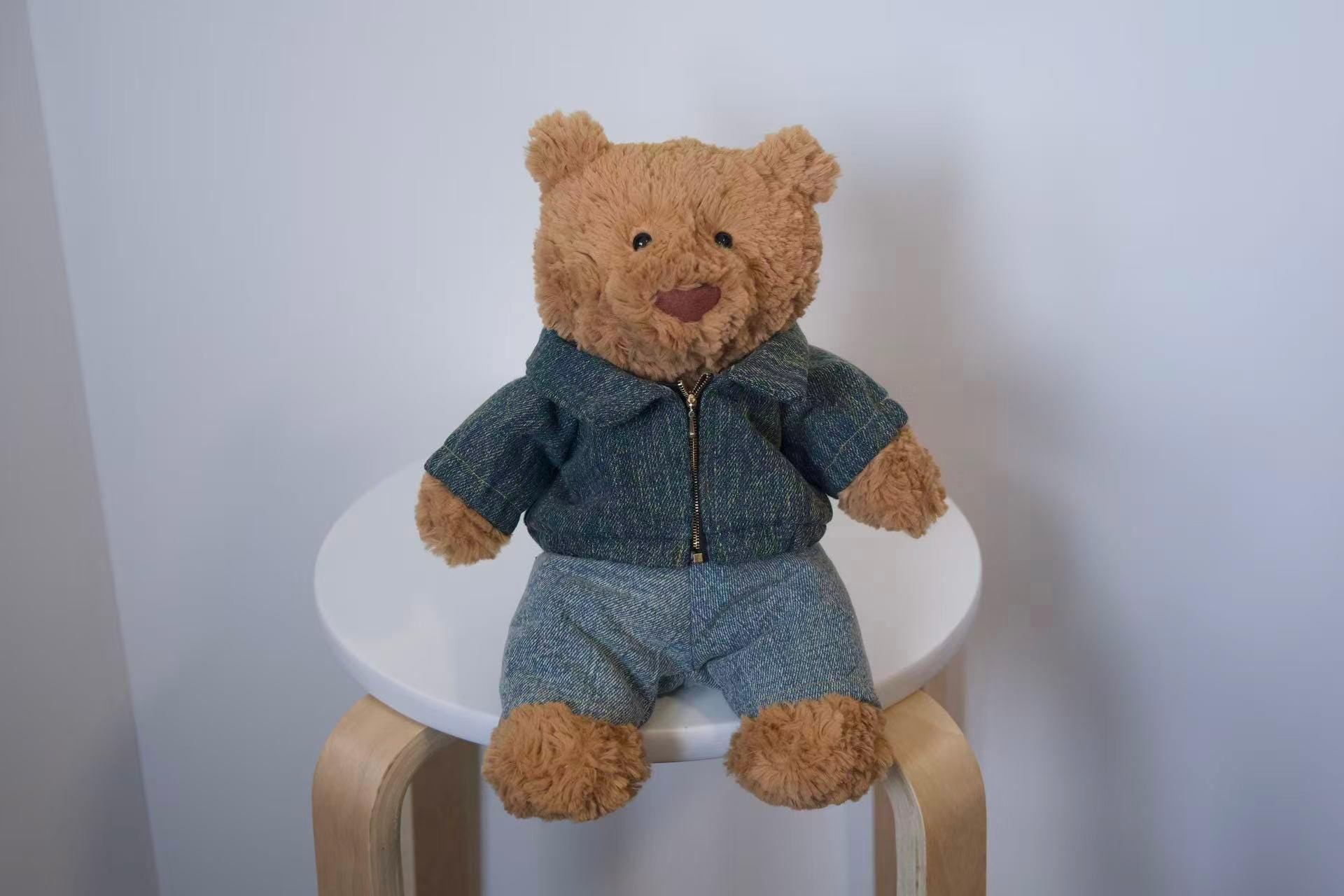 Jellycat Bartholomew Bear Clothes,Denim Jacket and Jeans Set,Handmade Stuffed Animal Outfit,Custom Bear Streetwear,Easter Gifts(No Dolls)