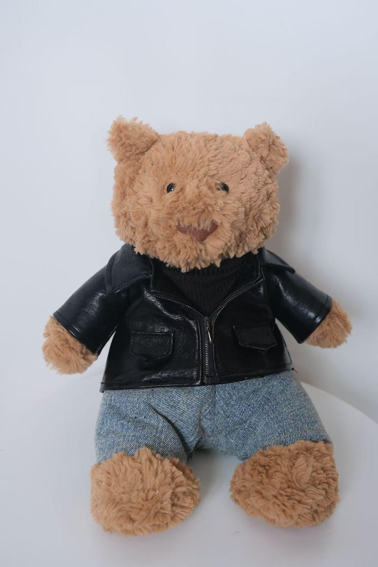 Jellycat Bartholomew Bear Clothes|4-Piece Leather Jacket Set|Handmade Faux Leather Rockstar Outfit|Punk Style|Easter Gifts (No Dolls)