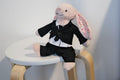 Jellycat Bunny Suit, 4pc Groom Outfit for Wedding, Fits Small/Medium/Large Bashful Bunny, Handmade Ring Bearer Gift, Formal Tuxedo（No Dolls）