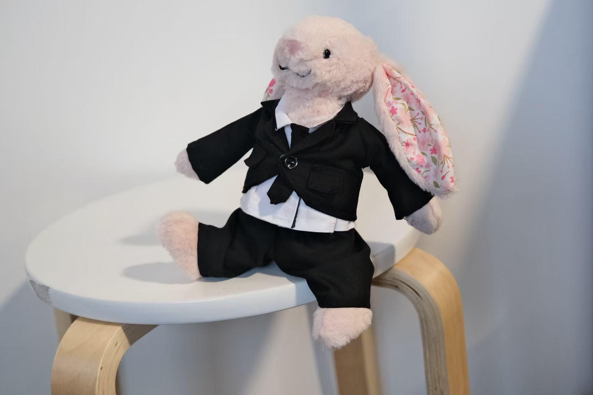 Jellycat Bunny Suit, 4pc Groom Outfit for Wedding, Fits Small/Medium/Large Bashful Bunny, Handmade Ring Bearer Gift, Formal Tuxedo（No Dolls）