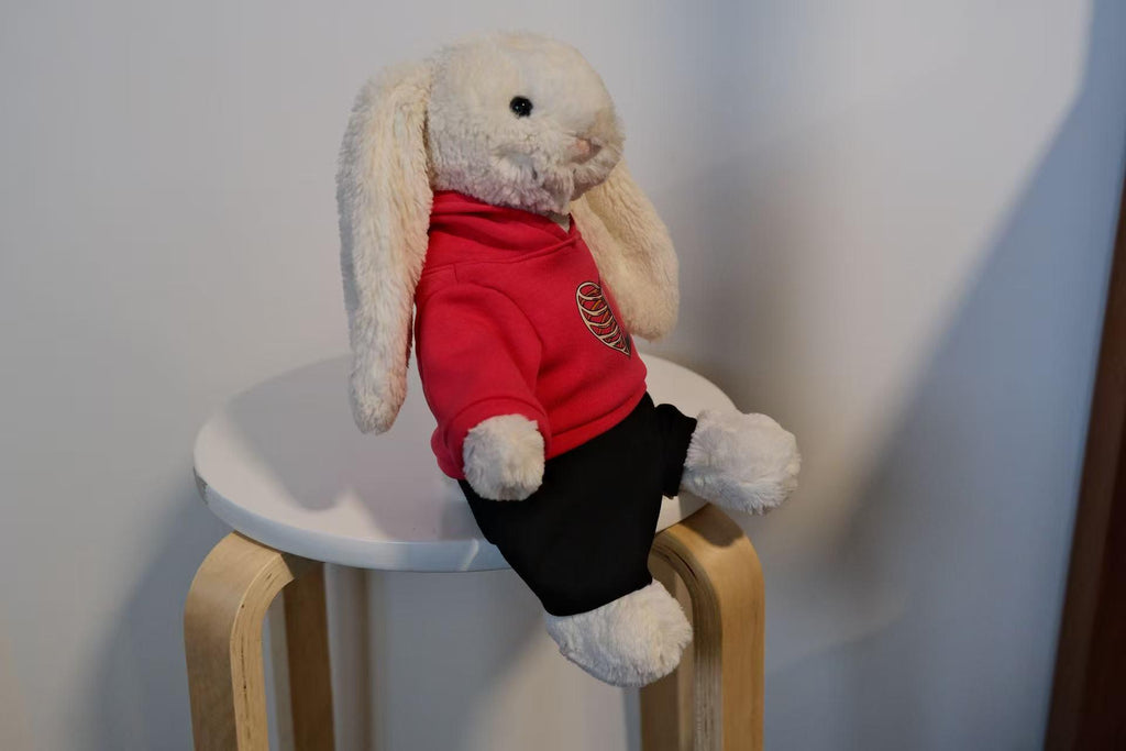 Jellycat Bunny Hoodie,Red Heart Sweatshirt & Pants Set for Medium/Large Bashful Bunny,Stuffed Animal Clothes,Unique Collector Gift(No Dolls)