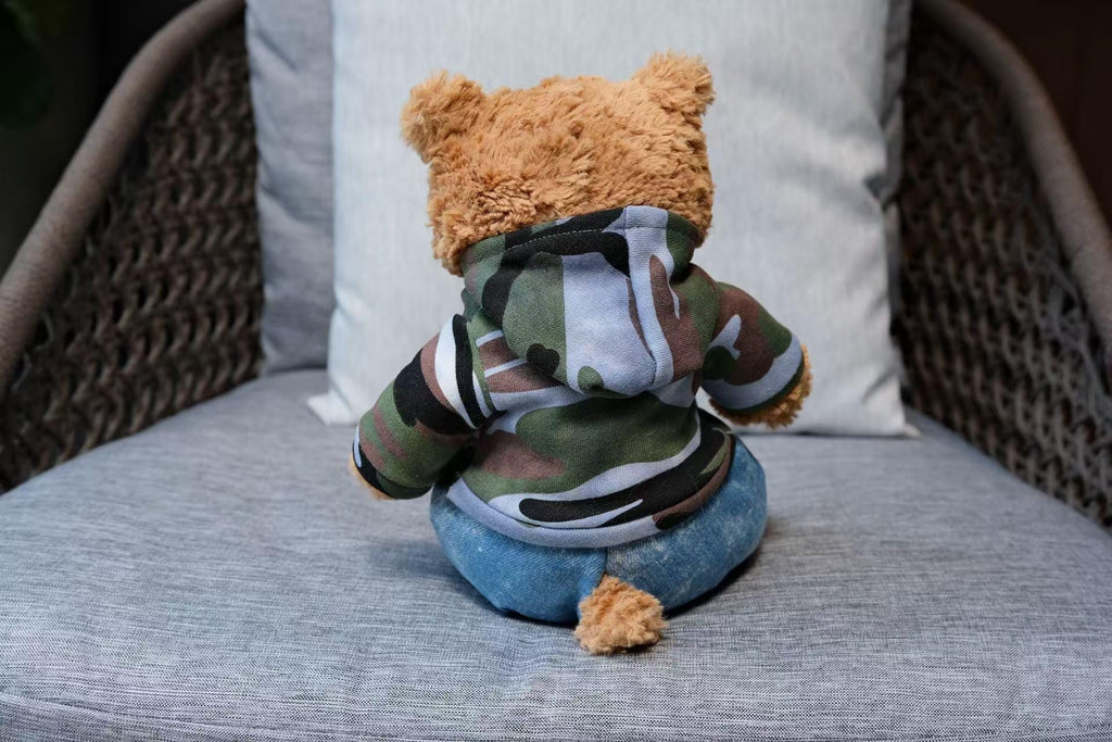 Jellycat Bear Clothes, Camo Hoodie & Jeans Outfit,Custom Fit Bartholomew Bear Clothing,Handmade Plushie Streetwear,Easter Gifts (No Dolls)