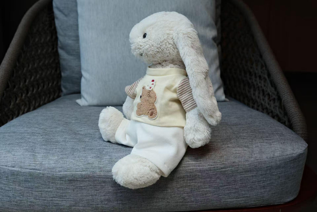 Jellycat Bashful Bunny Clothes,T-Shirt & White Pants Set,Handmade Stuffed Animal Outfit,Custom Plushie Apparel,Easter,Mothers day Gifts
