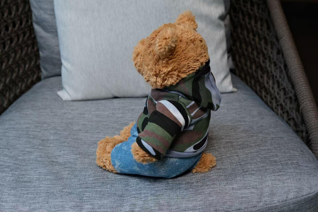 Jellycat Bear Clothes, Camo Hoodie & Jeans Outfit,Custom Fit Bartholomew Bear Clothing,Handmade Plushie Streetwear,Easter Gifts (No Dolls)