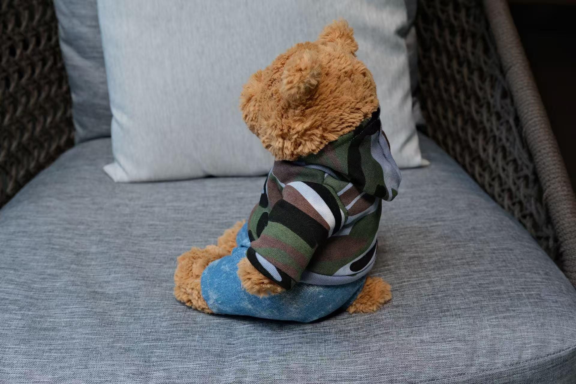 Jellycat Bear Clothes, Camo Hoodie & Jeans Outfit,Custom Fit Bartholomew Bear Clothing,Handmade Plushie Streetwear,Easter Gifts (No Dolls)