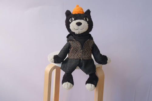 3 Piece Outfit for Jellycat Jack, Hooded Jacket Sweater and Pants Set, Black Plush Clothes, Clothes Only