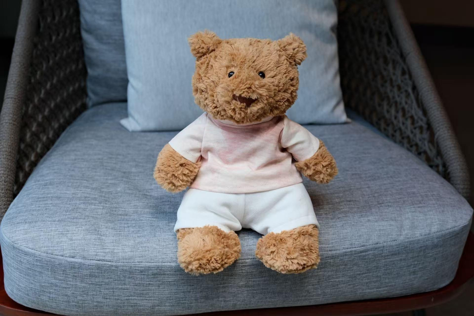 Jellycat Bear Clothes,Ombre Pink T-Shirt & White Pants Set,Handmade Bartholomew Bear Outfit,Plushie Streetwear,Easter,Mothers Day Gifts