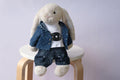 Jellycat Bunny Outfit Set, Blue Textured Jacket, White Top and Denim Pants, Clothes Only