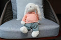 Pink Sweater, Denim Jeans and Necklace Set for Jellycat Bunny, Soft Plush Outfit, Clothes Only