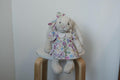 Floral Dress and Bow Set for Size M Jellycat Bunny, Puff Sleeve Plush Outfit with White Collar, Clothes Only