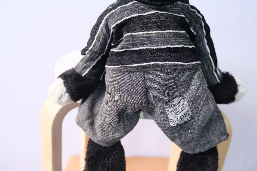 Jellycat Jack Outfit for Size M L, 2pc Plush Clothes Set, Striped T Shirt and Distressed Jeans, Clothes Only
