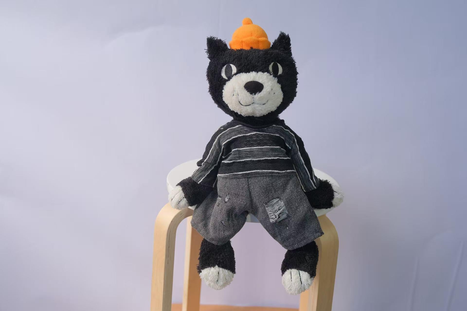 Jellycat Jack Outfit for Size M L, 2pc Plush Clothes Set, Striped T Shirt and Distressed Jeans, Clothes Only