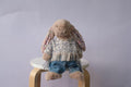 Jellycat Bunny Outfit Set, Tweed Top, Denim Pants & Faux Pearl Necklace, Clothes Only