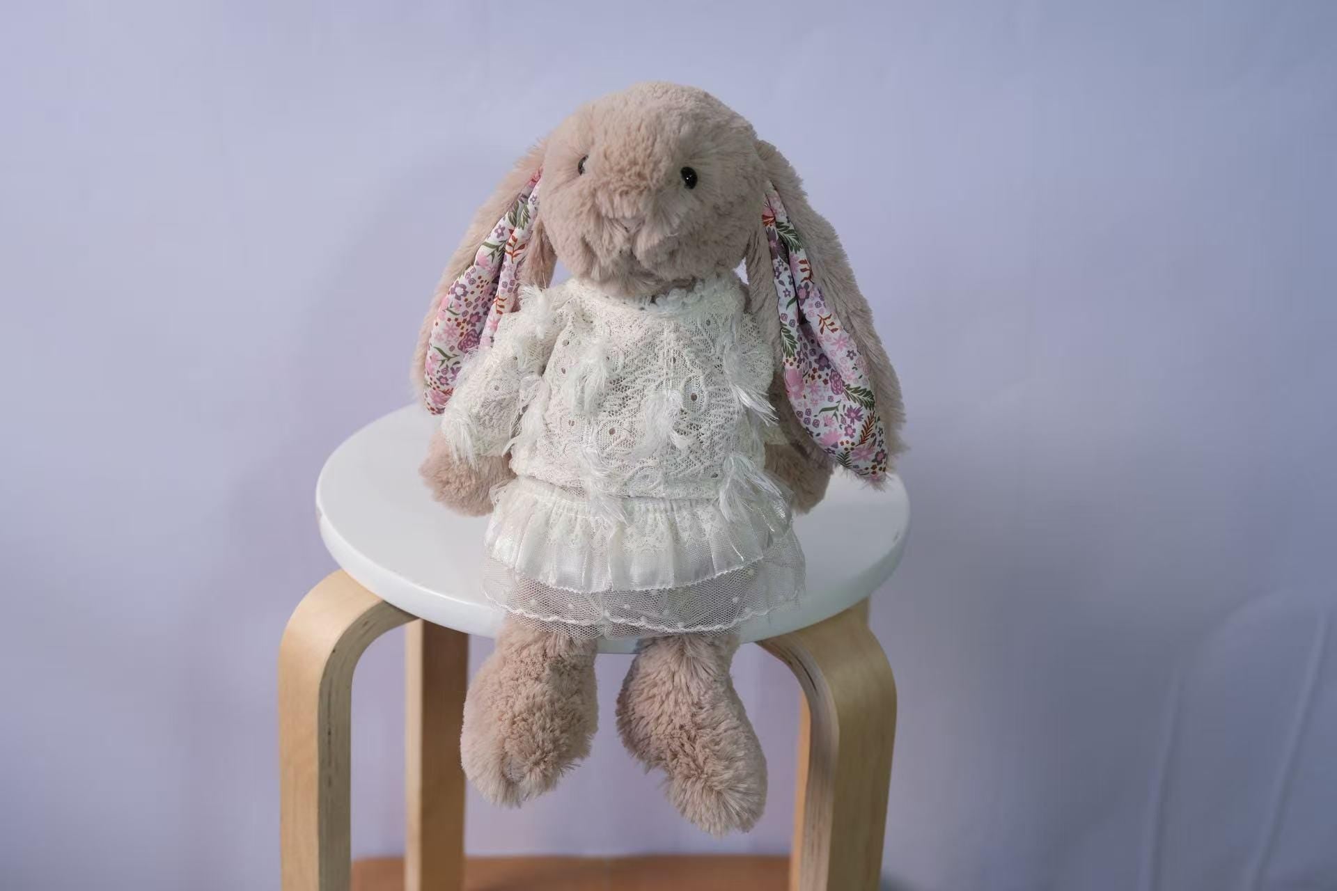 Bunny Outfit for Jellycat Bunny, 2pc French Sweater and Short Skirt Set, Fits Size M/L, Clothes Only