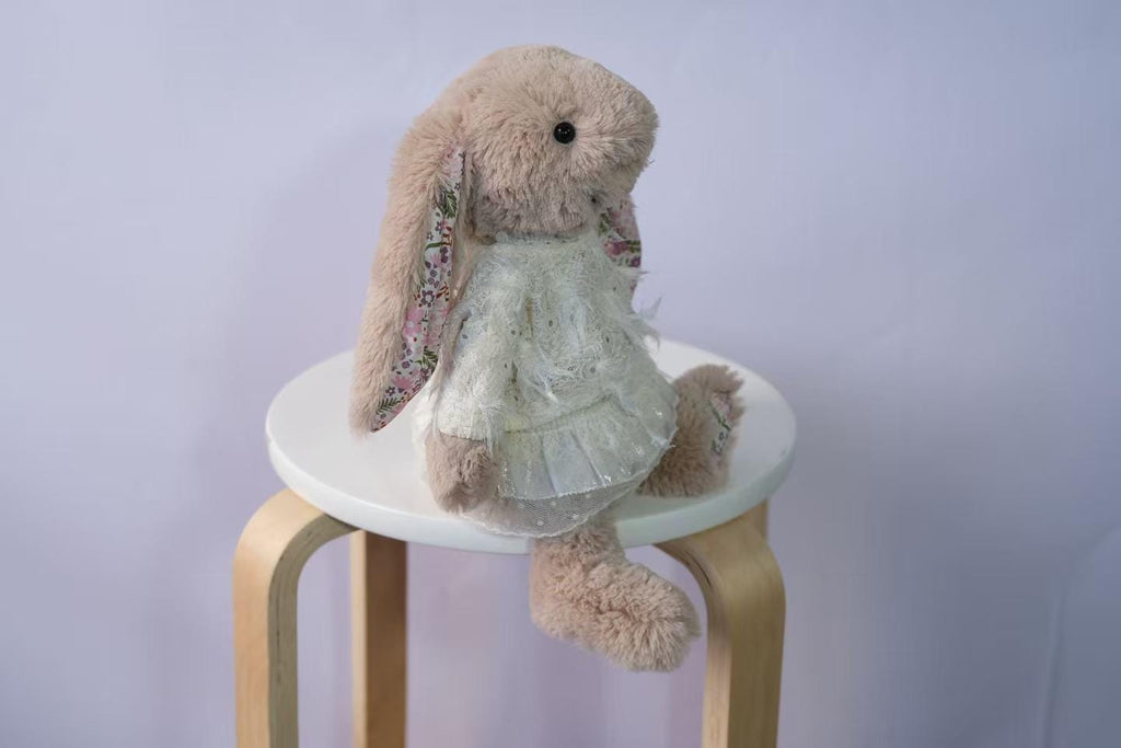 Bunny Outfit for Jellycat Bunny, 2pc French Sweater and Short Skirt Set, Fits Size M/L, Clothes Only