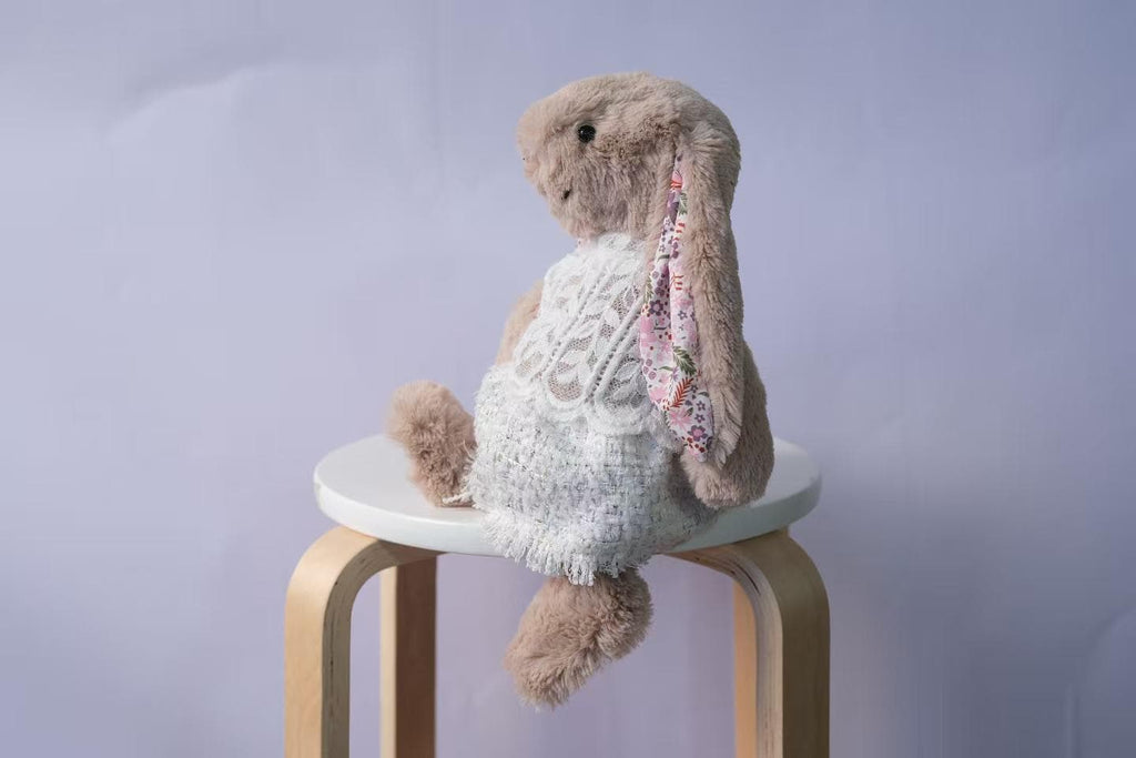 Bunny Outfit for Jellycat Bunny, 2pc Vest and Mini Skirt Set, French Inspired Plush Clothes,Clothes Only