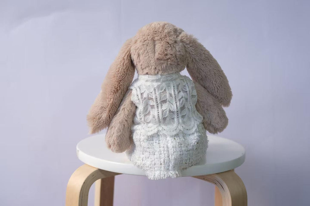 Bunny Outfit for Jellycat Bunny, 2pc Vest and Mini Skirt Set, French Inspired Plush Clothes,Clothes Only