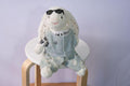 Bunny Outfit for Jellycat Bunny, Tweed Vest T Shirt Jeans Sunglasses Set, Fits Size M and L, Clothes Only