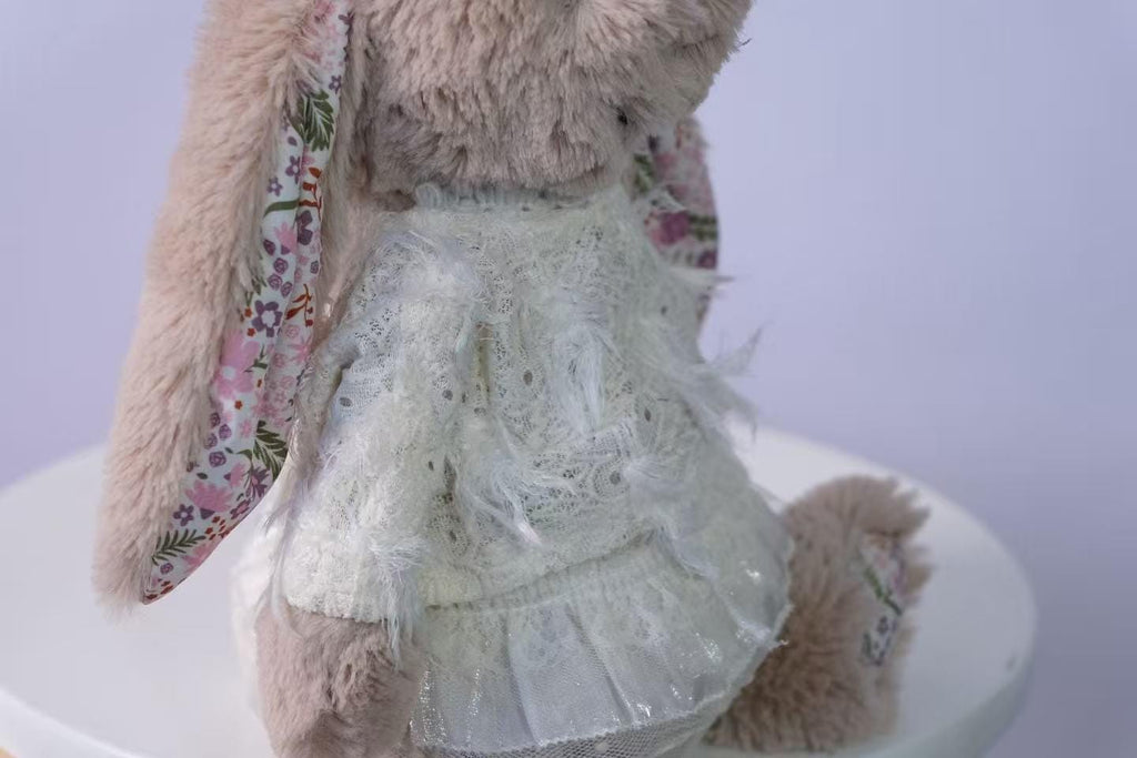 Bunny Outfit for Jellycat Bunny, 2pc French Sweater and Short Skirt Set, Fits Size M/L, Clothes Only