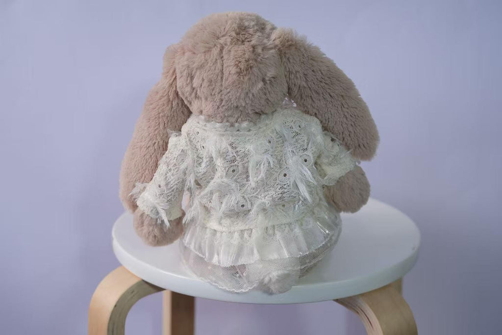 Bunny Outfit for Jellycat Bunny, 2pc French Sweater and Short Skirt Set, Fits Size M/L, Clothes Only